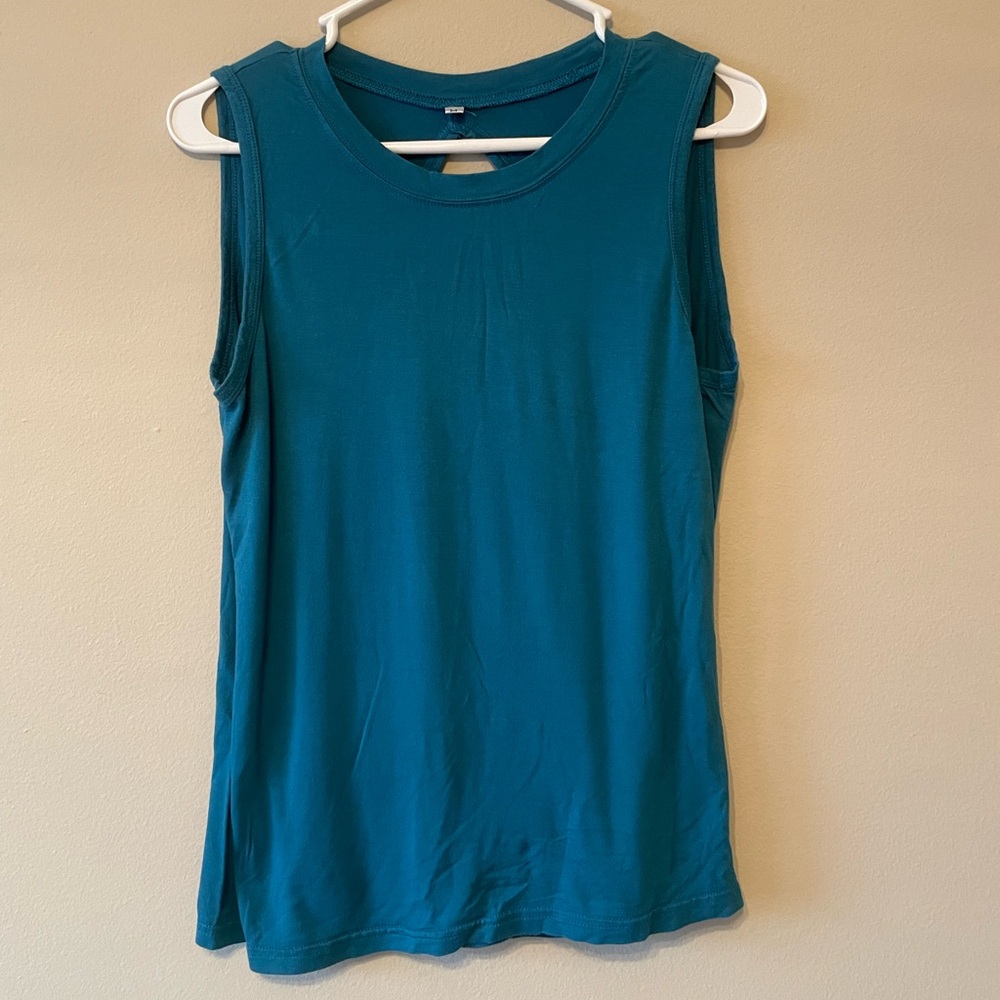 Mippo Teal Workout Open Back Shirt Yoga Athletic Top Running Muscle Tank Top